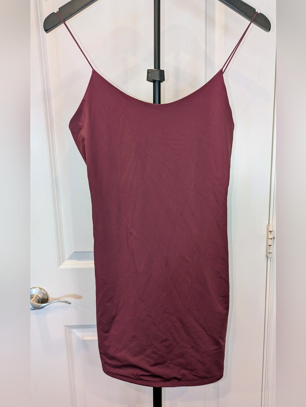 Garage M/M Burgundy Bodycon Mini Dress Spaghetti Strap Stretch Slip Dress